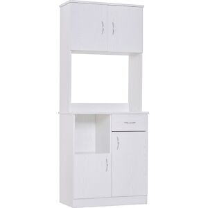 HOMCOM Kitchen Cupboard with Doors Cabinet Shelves Drawer Open Countertop Storage Cabinet for Living Room, Entrance, White