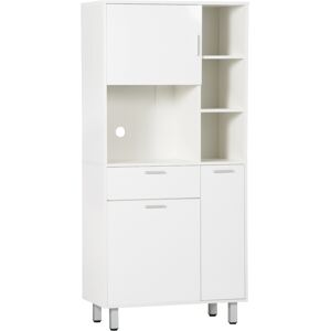 HOMCOM Freestanding Kitchen Pantry Cabinet with Shelves, Drawer, Modern Storage Unit, 166cm, White