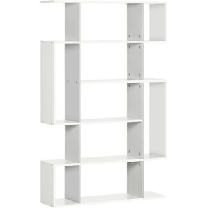 HOMCOM Modern Bookshelf, 5-Tier Bookcase with 13 Open Shelves, Freestanding Decorative Storage for Home Office, Study - White