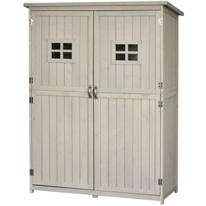 Outsunny Wooden Garden Shed Tool Storage Outsunny Wooden Garden Shed w/ Two Windows, Tool Storage Cabinet, 127.5L x 50W x 164H cm, Grey