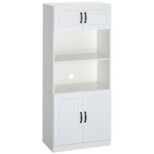 HOMCOM Kitchen Storage Cabinet, 5-Tier Cupboard with Adjustable Shelf, Microwave Countertop, White.