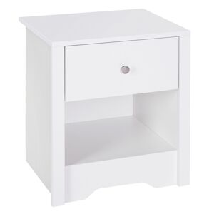 HOMCOM Solid Wood Bedside Cabinet with Drawer and Shelf, Nightstand Chest for Bedroom Furniture, White