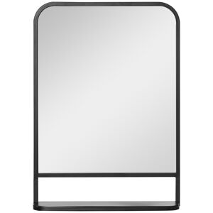 HOMCOM Square Wall Mirror with Storage Shelf, 70 x 50 cm, Contemporary Design for Living Room, Bedroom, Black