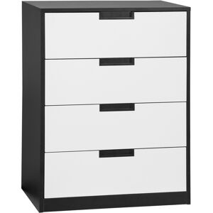 HOMCOM Storage Drawer Chest, 4-Drawer Organiser Cabinet for Bedroom or Living Room, 60cm x 40cm x 80cm, White and Black