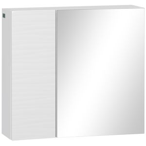 Kleankin Wall Mounted Double Door Bathroom Mirror Cabinet, Adjustable Shelf Storage Cupboard Organizer, White.