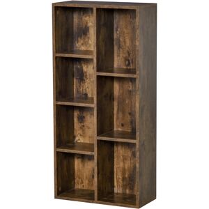 HOMCOM Bookcase Industrial Bookshelf Free Standing Display Cabinet Cube Storage Unit for Home Office Living Room Study Rustic Brown