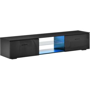 HOMCOM TV Cabinet with High Gloss Door & LED RGB Lights, Remote Control, Storage Cupboard for up to 55