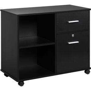 Vinsetto Printer Stand with Wheels, Mobile Filing Cabinet with Open Shelves and Drawers for A4 Documents, Black