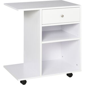 Vinsetto Printer Stand, Mobile, Rolling Cart, Desk Side with CPU Stand, Drawer, Adjustable Shelf, Wheels, White.