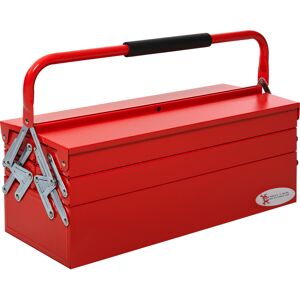 DURHAND Professional Metal Tool Box, 3 Tier 5 Tray Cantilever Storage Cabinet with Carry Handle, 57cm x 21cm x 41cm, Red