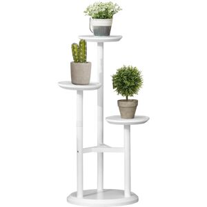 Outsunny 3-Tier Plant Stand, Plant Shelf Rack,  Bamboo Display Stand, 46x46x86cm, White