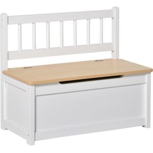 HOMCOM 2-IN-1 Wooden Toy Box Seat Bench Storage Chest Cabinet Organizer with Safety Pneumatic Rod 60 x 30 x 50cm White