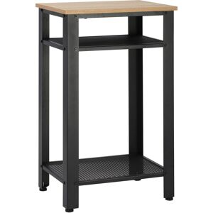 HOMCOM Industrial Chic Side Table, 3-Tier Bedside Table with 2 Storage Shelves & Metal Frame, Stylish Display Nightstand, On-Trend Design