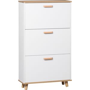 HOMCOM Slim Shoe Cabinet, Narrow White Storage with 3 Flip Drawers, Adjustable Shelves, for 12 Pairs, Hallway