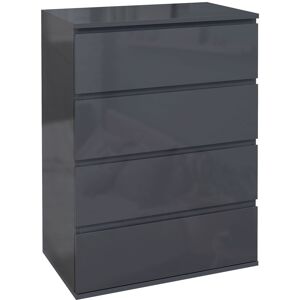 HOMCOM Modern High Gloss Chest of Drawers, 4-Drawer Bedroom Storage Dresser, Stylish Furniture