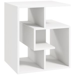 HOMCOM 3 Tier Side Table, Open Storage Shelves End Table, Living Room Coffee Table Organiser, White