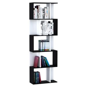HOMCOM 5-Tier S-Shaped Bookcase, Stylish Storage and Display Shelving, Modern Room Divider, Black