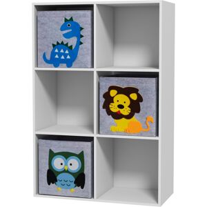 ZONEKIZ Kids Toy Storage Box, with Three Non-Woven Fabric Drawers, Sturdy, 61.8 x 29.9 x 91.5 cm, White