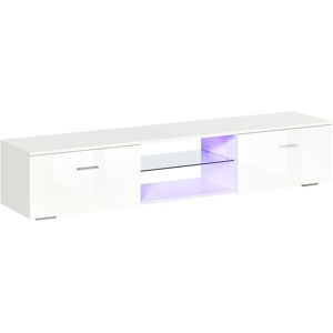 HOMCOM TV Stand Cabinet with High Gloss Front Door, LED RGB Lights and Remote Control for TVs up to 55