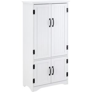 HOMCOM Accent Floor Storage Cabinet Kitchen Pantry with Adjustable Shelves and 2 Lower Doors, White