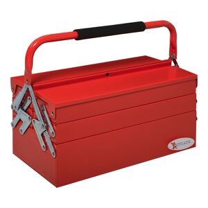 DURHAND Professional Metal Tool Box, 3 Tier 5 Tray Cantilever Storage Cabinet with Carry Handle, 45cmx22.5cmx34.5cm, Red