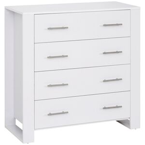 HOMCOM 4-Drawer Chest of Drawers, Storage Organizer Unit with Metal Handles Base Freestanding Unit Furnishing Living Room, White