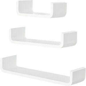 HOMCOM Floating U Shaped Wall Shelves, 3 Piece Decorative Display Shelf Set, Modern Home Decor, White