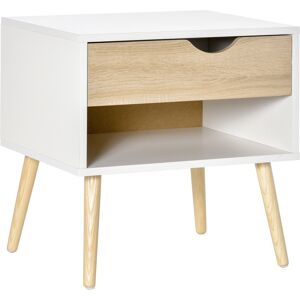 HOMCOM Modern Bedside Table with Drawer and Shelf, Nightstand, End Table for Bedroom or Living Room