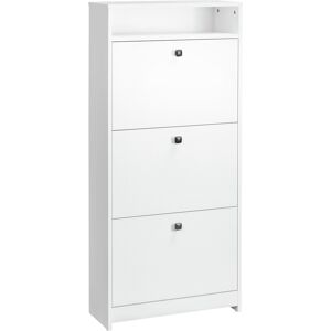 HOMCOM Shoe Storage Cabinet With 3 Drawers, Chipboard-White