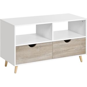 HOMCOM Particle Board TV Media Unit White/Oak