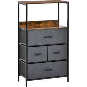 HOMCOM Bedroom Storage Unit with 4 Fabric Drawers, Black Chest for Living Room, Entryway Cabinet