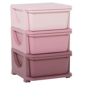 HOMCOM Kids Storage Units with Drawers 3 Tier Chest Vertical Dresser Tower Toy Organizer for  Nursery Playroom Kindergarten Pink