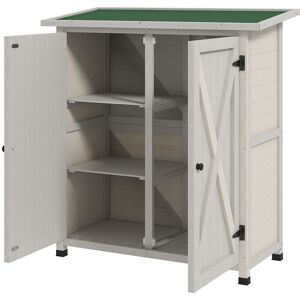 Outsunny Wooden Garden Shed Storage Shed Fir Tool Cabinet with Shelves Double Door Light Grey