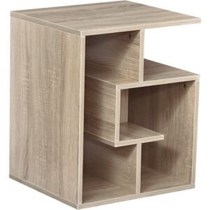 HOMCOM 3 Tier Side Table, Oak Colour End Table with Open Storage Shelves, Living Room Coffee Table Organiser Unit