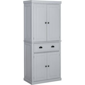 HOMCOM Traditional Kitchen Cupboard Freestanding Storage Cabinet with Drawer, Doors and Adjustable Shelves, Grey