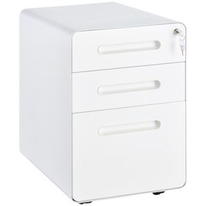 Vinsetto Fully Assembled 3-Drawer Mobile File Cabinet Lockable All-Metal Rolling Vertical File Cabinet White