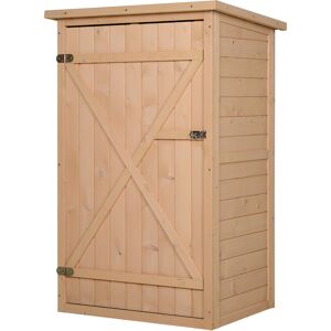 Outsunny Wooden Garden Storage Shed Fir Wood Tool Cabinet Organiser with Shelves 75L x 56W x115Hcm