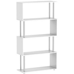 HOMCOM Wooden S Shape Bookcase Bookshelf Dividers Storage Display Unit White