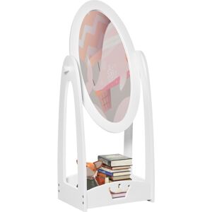 HOMCOM Free Standing Full Length Mirror, Child's Dressing Mirror with storage shelf 360° Rotation MDF, For 3- 8 Years Old, 40L x 30W x 104H cm