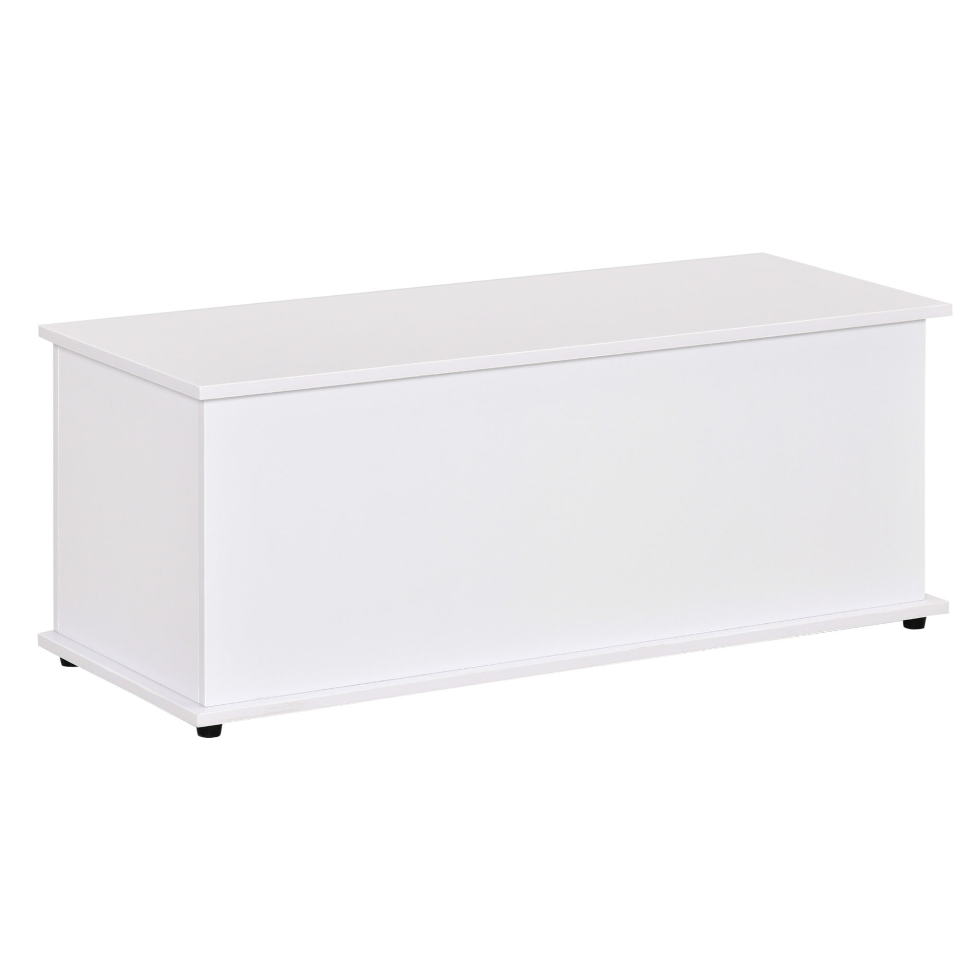 HOMCOM Ottoman Storage Box, Wooden Chest for Toys, Clothes, Bedding, Blanket Trunk with Lid, Seat Bench - White