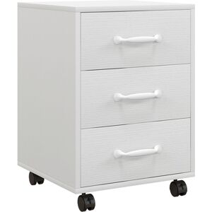 HOMCOM 3 Drawer File Cabinet, Mobile Filing Cabinet on Wheels for Home Office, Study, White Aosom UK
