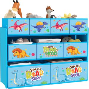 AIYAPLAY 3-Tier Kids Storage Unit with 9 Non-Woven Fabric Boxes for Toys, Books for Bedroom, Nursery, Blue