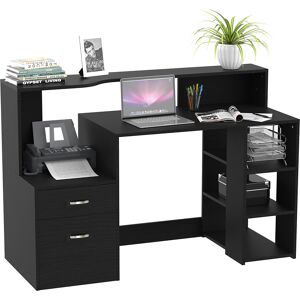 HOMCOM Computer Desk PC Table Modern Home Office Writing Workstation Furniture Printer Shelf Rack w/ Storage Drawer & Shelves (BLACK)