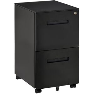 Vinsetto Black Cabinet Mobile Lockable File Cabinet with 2 Drawers, Storage for Office Equipment, 67H x 39W x 48Dcm Aosom UK