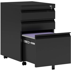 Vinsetto Mobile Vertical File Cabinet Lockable Metal Filling Cabinet w/ 3 Drawers Anti-tilt Design for Letter A4 Legal Size Fully Assembled Aosom UK