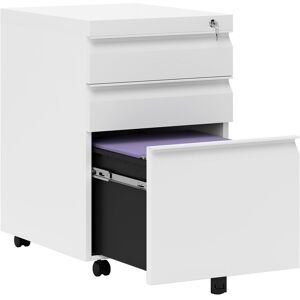 Vinsetto Wooden Cabinet Lockable File Cabinet Mobile Cabinet with 3 Drawers, Storage for Office Equipment, 60H x 39W x 48Dcm, White Aosom UK