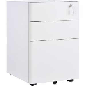 Vinsetto Fully Assembled 3 Drawer Steel Metal Filing Cabinet Lockable Rolling Vertical File Cabinet White