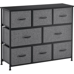 HOMCOM Chest of Drawers with 8 Foldable Drawers, 3-Tier Fabric Bedroom Dresser, Clothes Storage Unit for Bedroom Living Room, Dark Grey