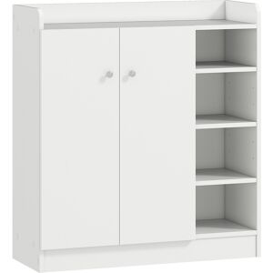 HOMCOM Large Shoe Storage Cabinet, Hallway Organiser with 2 Doors & 4 Adjustable Shelves, Sleek White Aosom UK