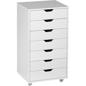 Vinsetto Vertical Filing Cabinet, 7-drawer File Cabinet, Mobile Office Cabinet on Wheels for Study, Home Office, White Aosom UK